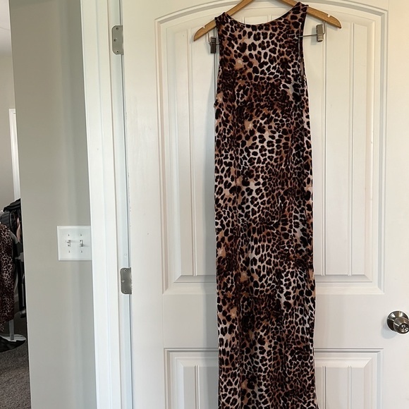 H&M Viscose Leopard Cheetah Sleeveless Tank Maxi Dress Small - Picture 6 of 7